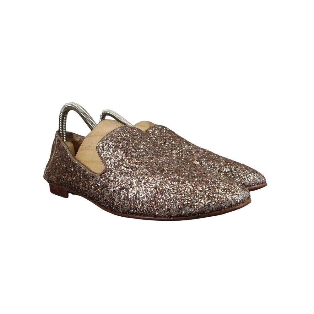 Banana Republic Shoes Womens 7 Fashion Slipper Demi Glitter Smoking Slip On Gold